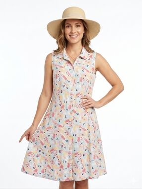 Liz Claiborne Linen A-line Sleeveless Shirt Dress size 6/ 6P Lined